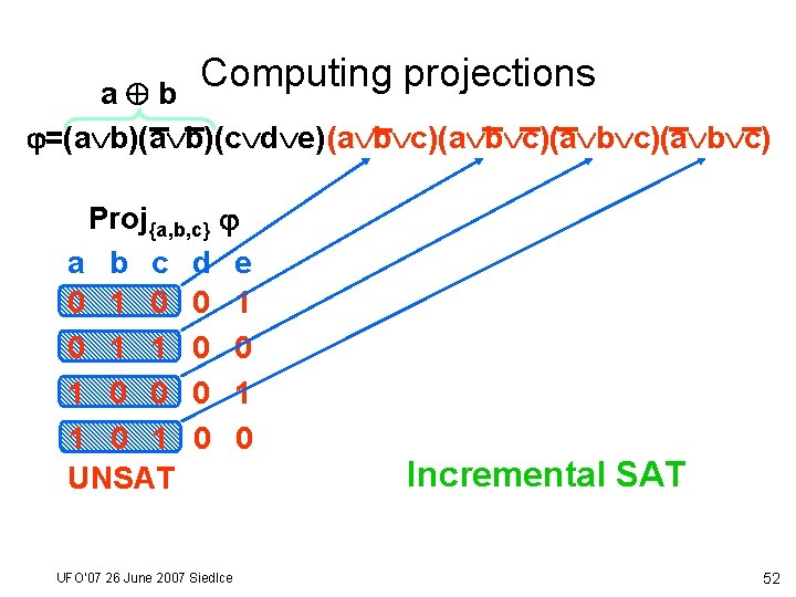 Computing projections a b =(a b)(c d e) (a b c)(a b c) Proj{a,