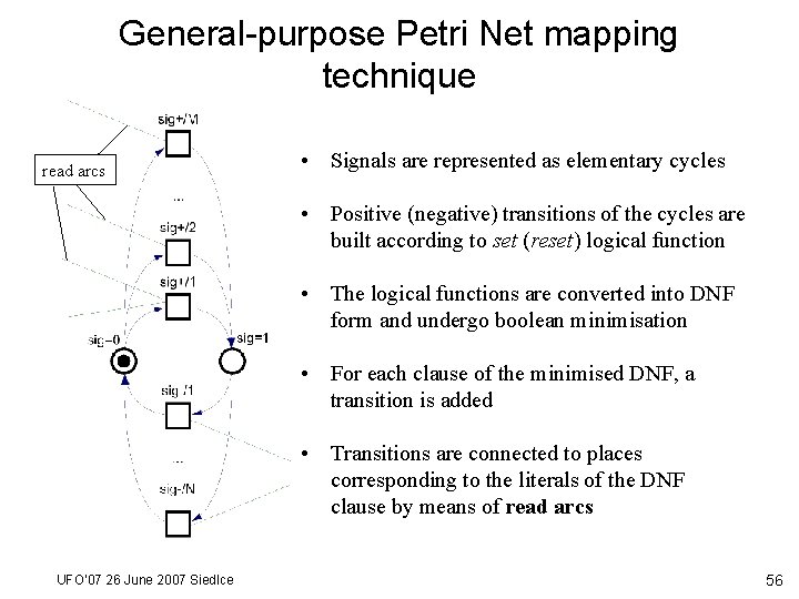 General-purpose Petri Net mapping technique read arcs • Signals are represented as elementary cycles