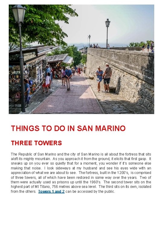 THINGS TO DO IN SAN MARINO THREE TOWERS The Republic of San Marino and