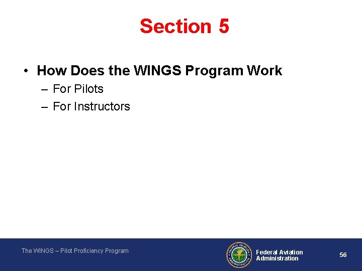 Section 5 • How Does the WINGS Program Work – For Pilots – For