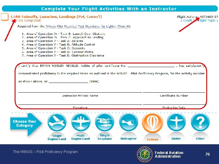 The WINGS – Pilot Proficiency Program Federal Aviation Administration 76 