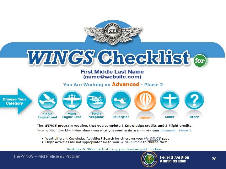 The WINGS – Pilot Proficiency Program Federal Aviation Administration 78 