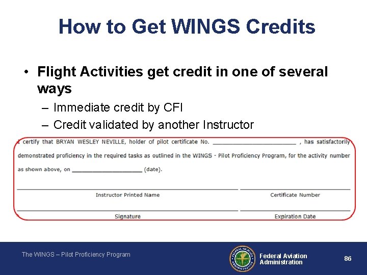 How to Get WINGS Credits • Flight Activities get credit in one of several