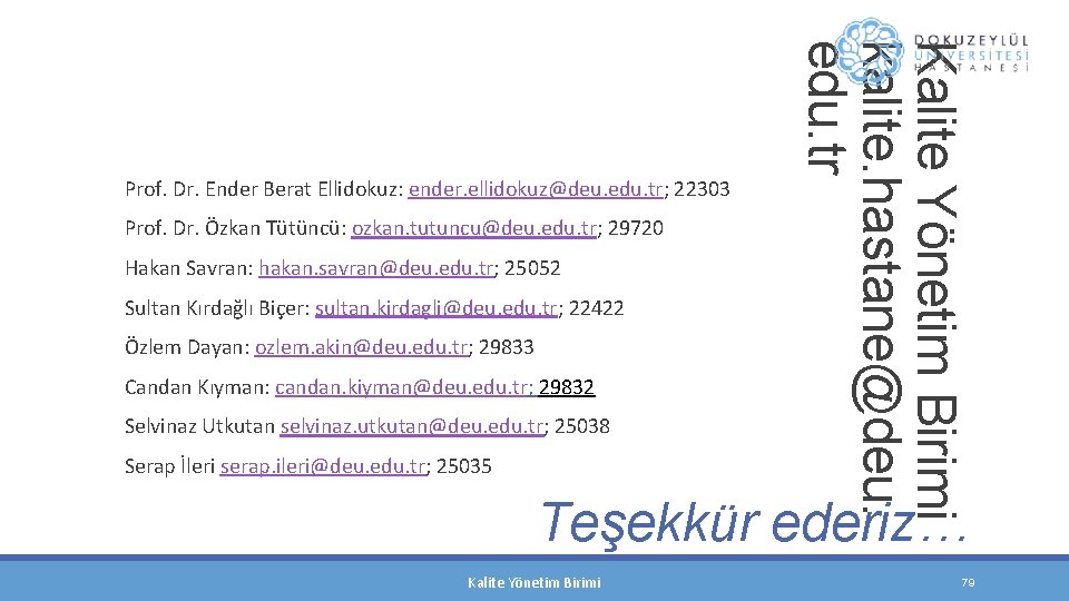 Prof. Dr. Özkan Tütüncü: ozkan. tutuncu@deu. edu. tr; 29720 Hakan Savran: hakan. savran@deu. edu.