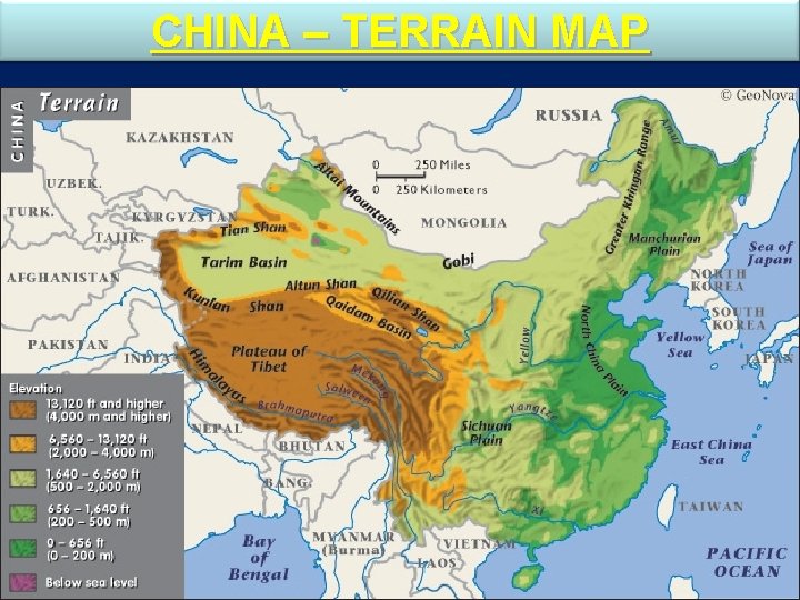 CHINA – TERRAIN MAP 