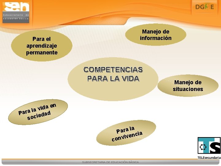 Para el aprendizaje permanente Manejo de información COMPETENCIAS PARA LA VIDA a en d
