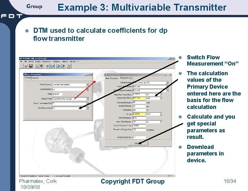 Example 3: Multivariable Transmitter l DTM used to calculate coefficients for dp flow transmitter