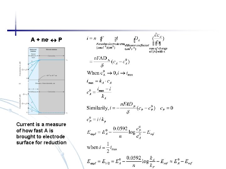 A + ne- P Current is a measure of how fast A is brought