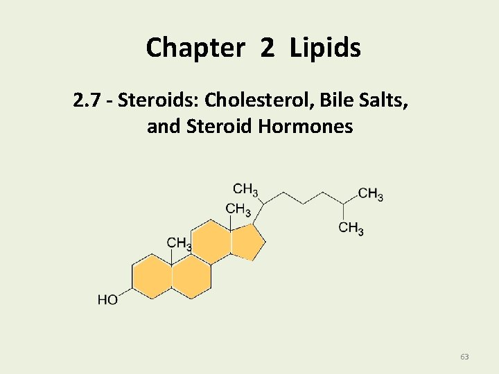 Chapter 2 Lipids 2. 7 - Steroids: Cholesterol, Bile Salts, and Steroid Hormones 63