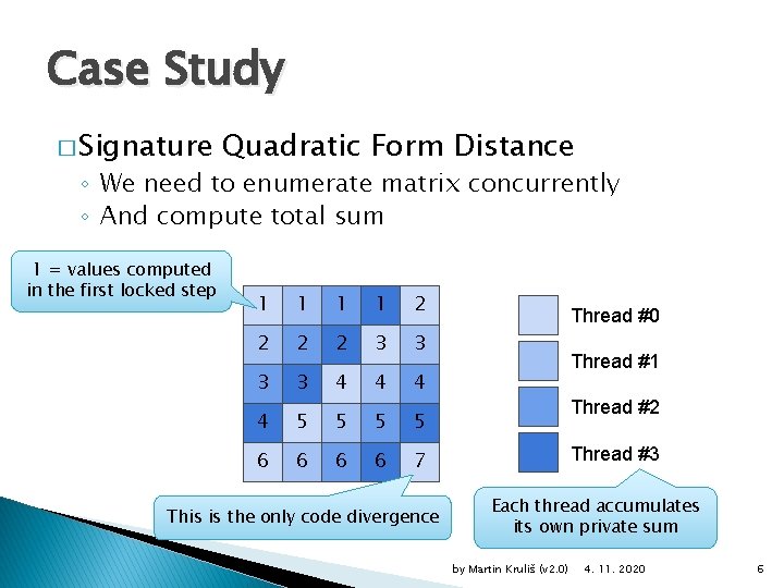 Case Study � Signature Quadratic Form Distance ◦ We need to enumerate matrix concurrently