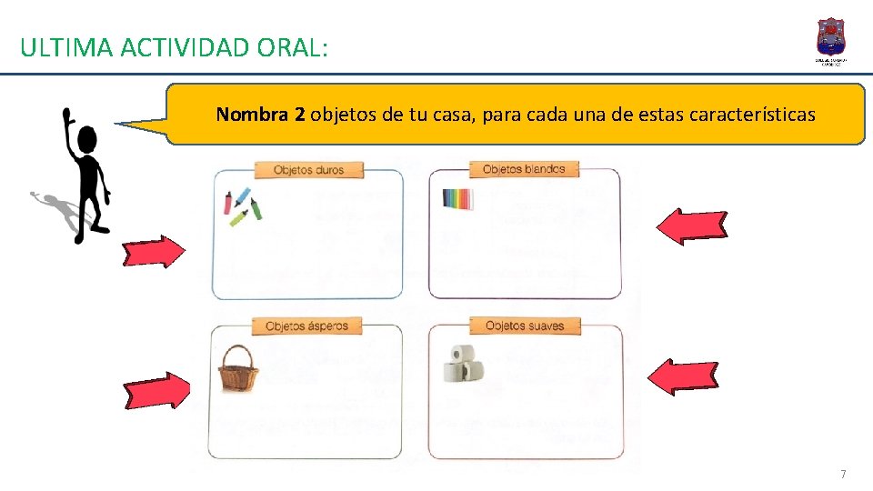 ULTIMA ACTIVIDAD ORAL: Nombra 2 objetos de tu casa, para cada una de estas