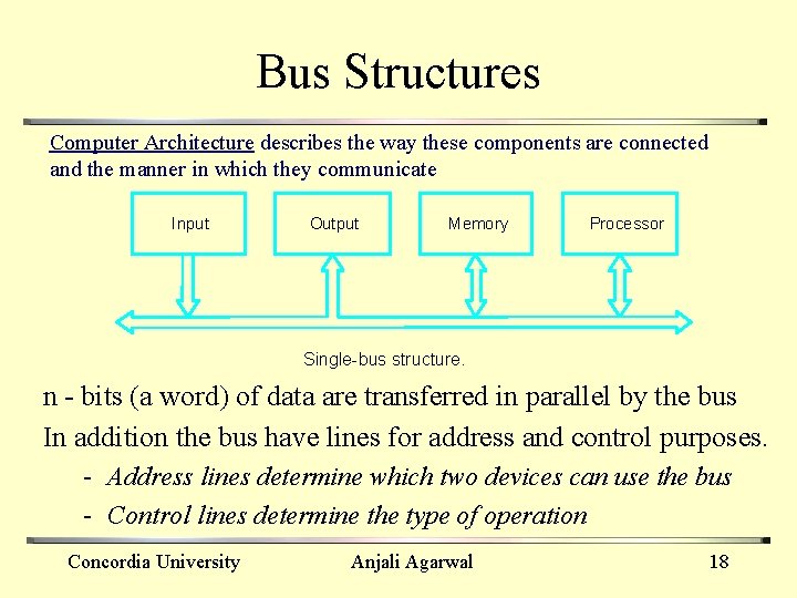 Bus Structures Computer Architecture describes the way these components are connected and the manner