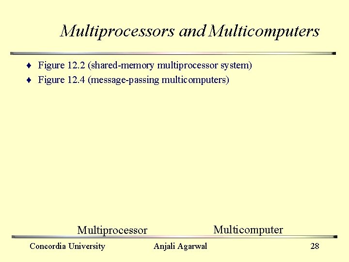 Multiprocessors and Multicomputers ¨ Figure 12. 2 (shared-memory multiprocessor system) ¨ Figure 12. 4