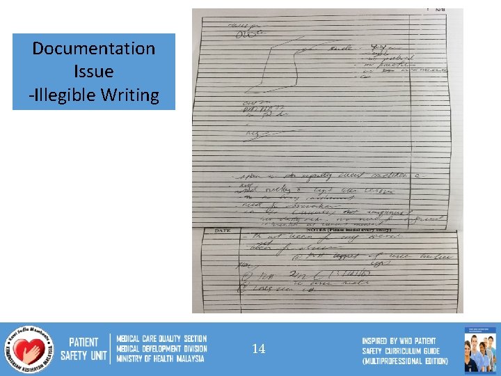 Documentation Issue -Illegible Writing 14 