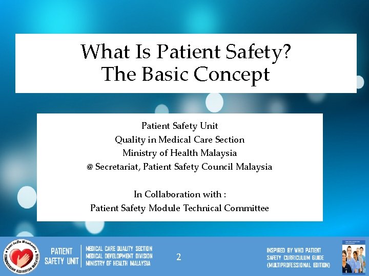 What Is Patient Safety? The Basic Concept Patient Safety Unit Quality in Medical Care