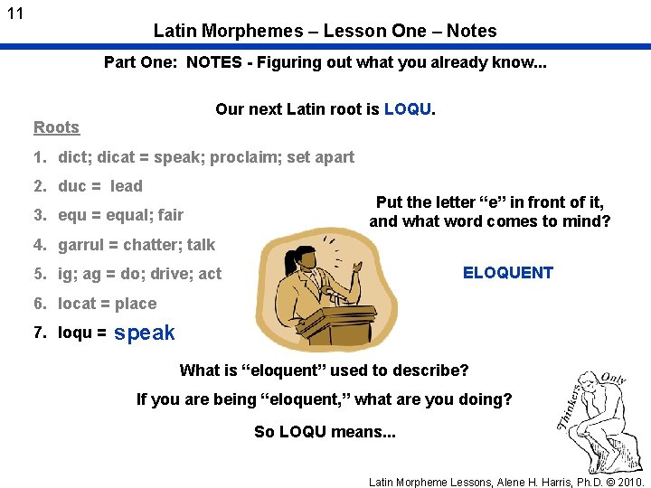 11 Latin Morphemes – Lesson One – Notes Part One: NOTES - Figuring out