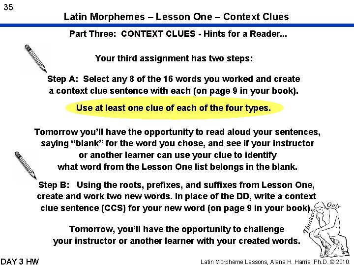 35 Latin Morphemes – Lesson One – Context Clues Part Three: CONTEXT CLUES -
