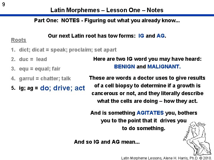 9 Latin Morphemes – Lesson One – Notes Part One: NOTES - Figuring out