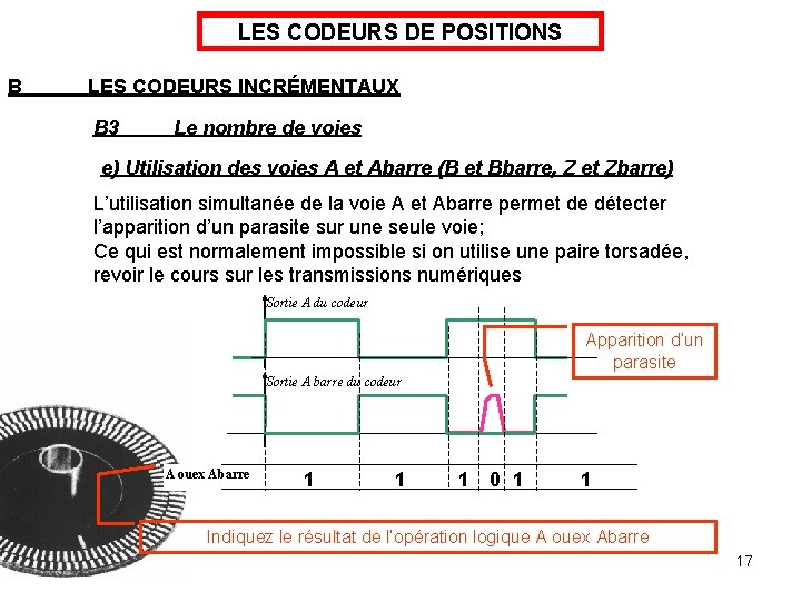 LES CODEURS DE POSITIONS B LES CODEURS INCRÉMENTAUX B 3 Le nombre de voies