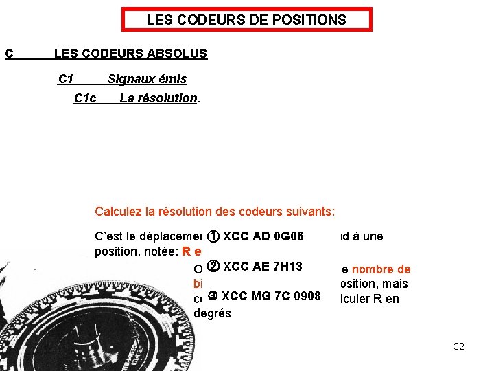 LES CODEURS DE POSITIONS C LES CODEURS ABSOLUS C 1 Signaux émis C 1