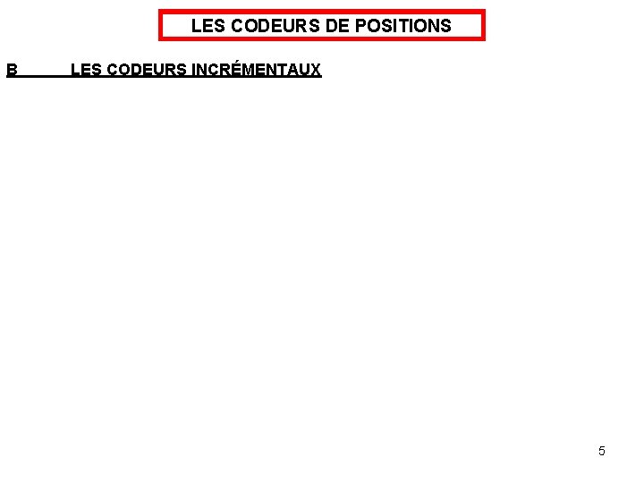 LES CODEURS DE POSITIONS B LES CODEURS INCRÉMENTAUX 5 