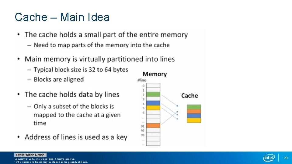 Cache – Main Idea Optimization Notice Copyright © 2018, Intel Corporation. All rights reserved.