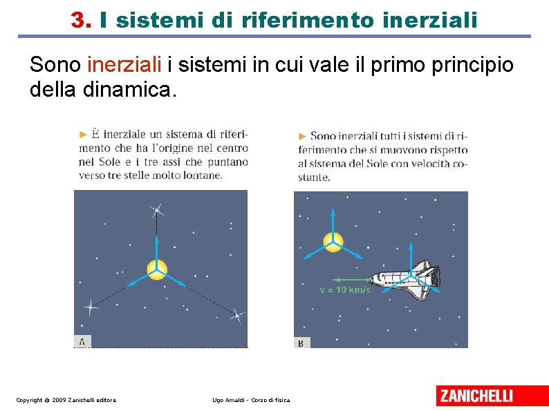 3. I sistemi di riferimento inerziali Sono inerziali i sistemi in cui vale il