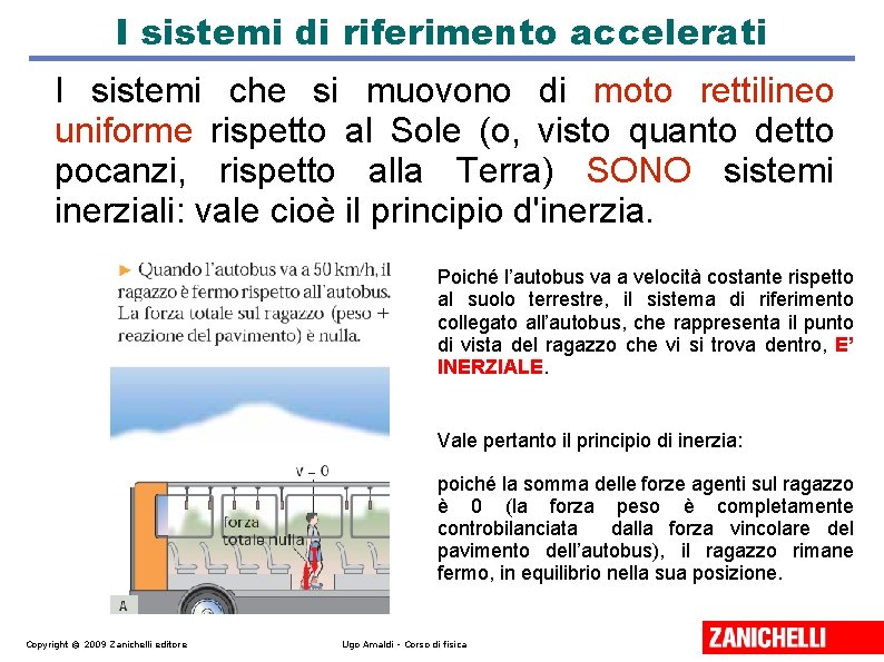 I sistemi di riferimento accelerati I sistemi che si muovono di moto rettilineo uniforme