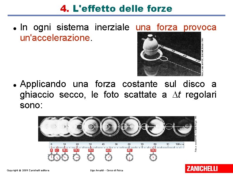 4. L'effetto delle forze In ogni sistema inerziale una forza provoca un'accelerazione. Applicando una