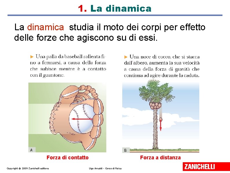 1. La dinamica studia il moto dei corpi per effetto delle forze che agiscono