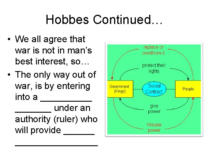 Hobbes Continued… • We all agree that war is not in man’s best interest,