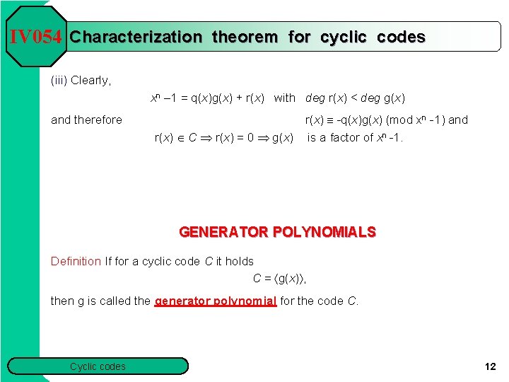 Iv 054 Chapter 3 Cyclic And Convolution Codes