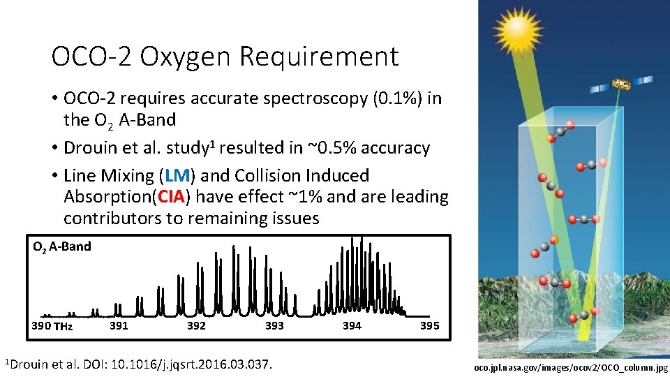 OCO-2 Oxygen Requirement • OCO‐ 2 requires accurate spectroscopy (0. 1%) in the O