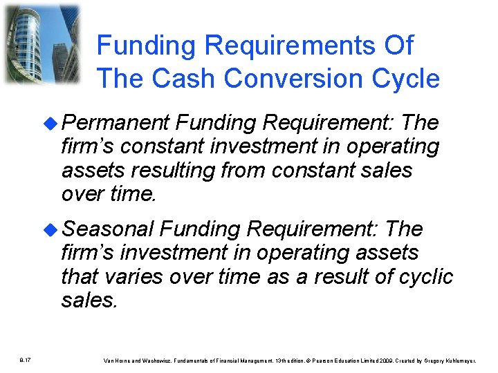 Funding Requirements Of The Cash Conversion Cycle Permanent Funding Requirement: The firm’s constant investment Funding Requirements Of The Cash Conversion Cycle Permanent Funding Requirement: The firm’s constant investment