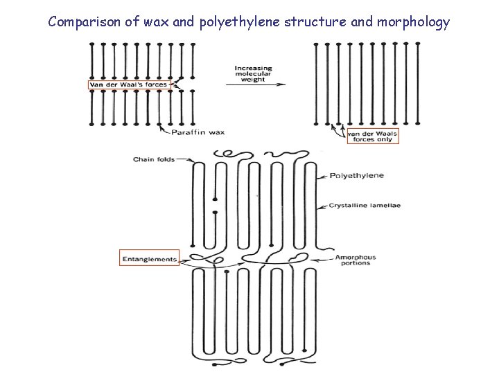 Comparison of wax and polyethylene structure and morphology 