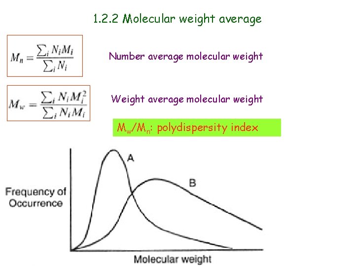 1. 2. 2 Molecular weight average Number average molecular weight Weight average molecular weight