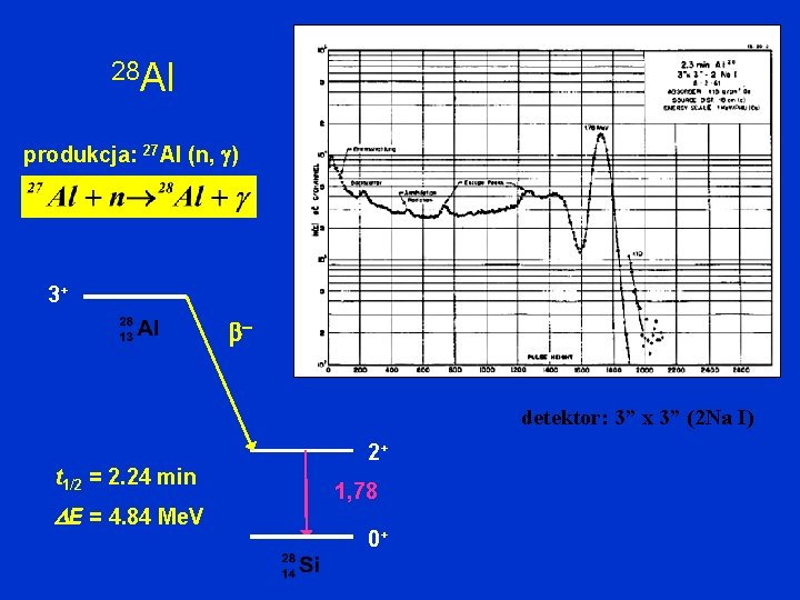 28 Al produkcja: 27 Al (n, ) 3+ – detektor: 3” x 3” (2