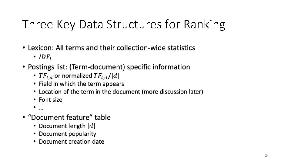 Three Key Data Structures for Ranking • 24 