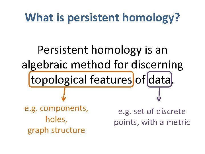 What is persistent homology? Persistent homology is an algebraic method for discerning topological features