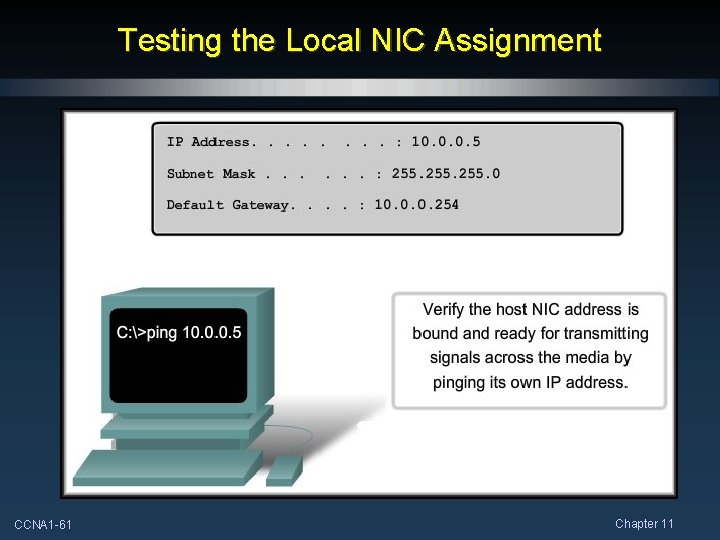 Testing the Local NIC Assignment CCNA 1 -61 Chapter 11 
