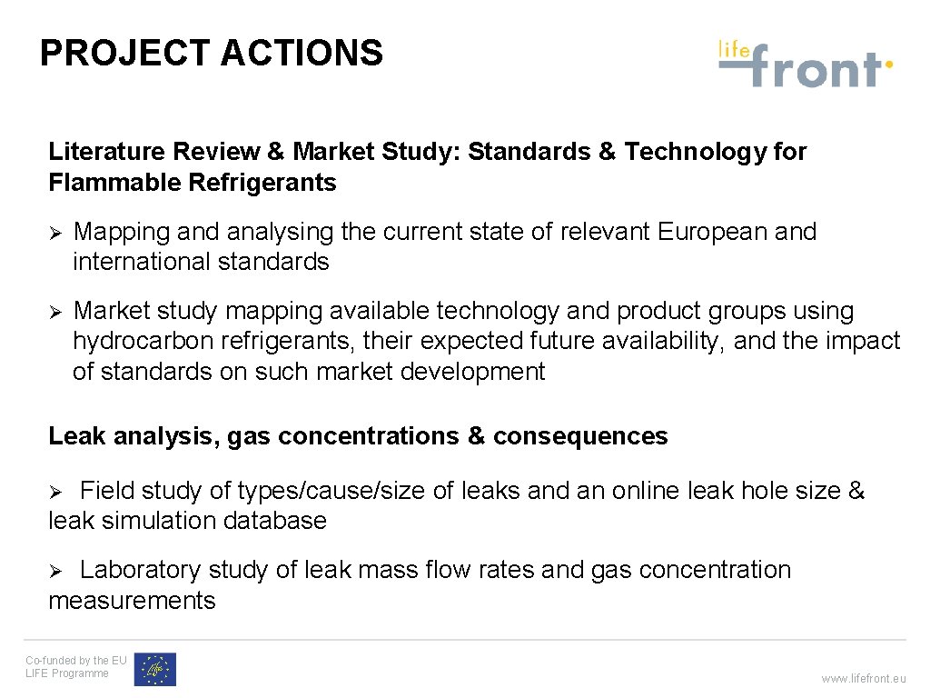 PROJECT ACTIONS Literature Review & Market Study: Standards & Technology for Flammable Refrigerants Ø