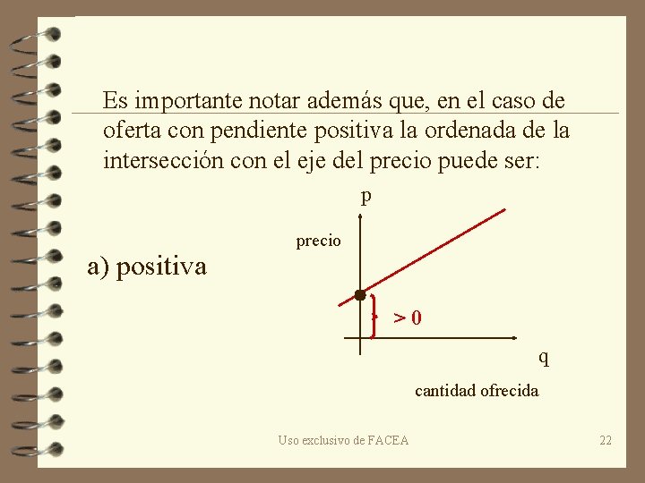 Es importante notar además que, en el caso de oferta con pendiente positiva la