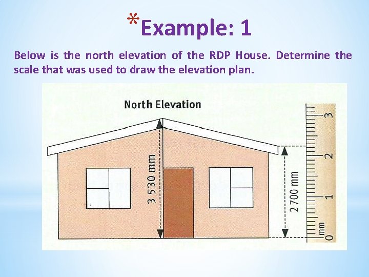 *Example: 1 Below is the north elevation of the RDP House. Determine the scale