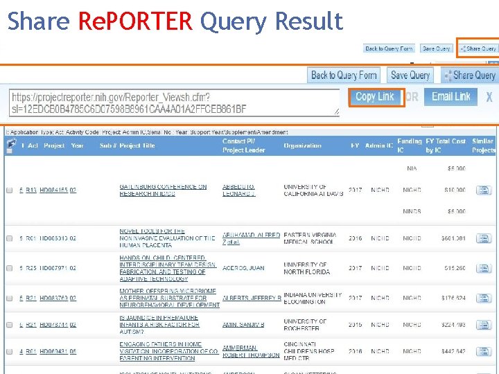 Share Re. PORTER Query Result Share Query 30 