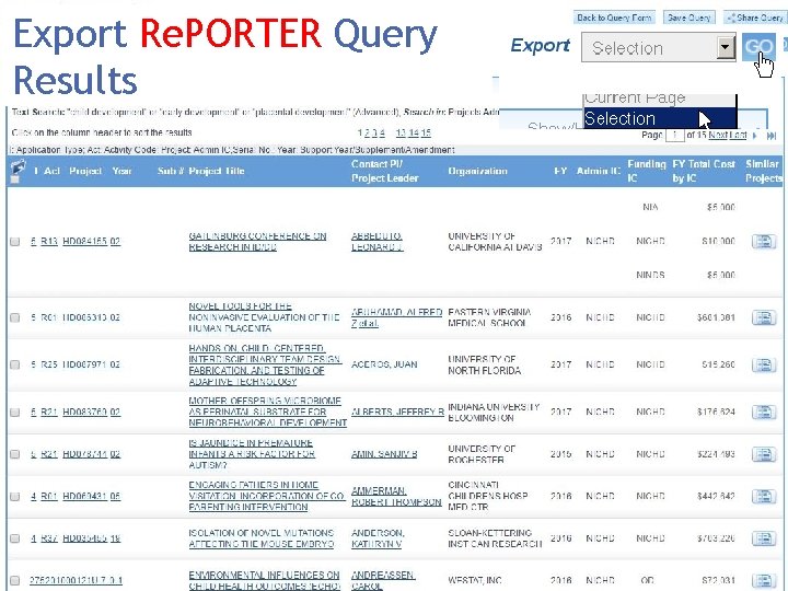 Export Re. PORTER Query Results Export Search Results 31 