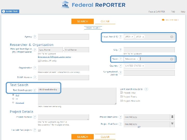 Federal Re. PORTER – Advanced Search Screen 67 
