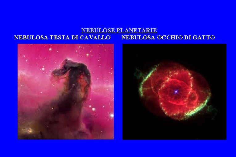 NEBULOSE PLANETARIE NEBULOSA TESTA DI CAVALLO NEBULOSA OCCHIO DI GATTO 