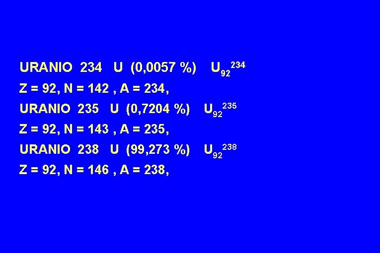 URANIO 234 U (0, 0057 %) U 92234 Z = 92, N = 142