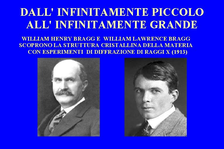 DALL' INFINITAMENTE PICCOLO ALL' INFINITAMENTE GRANDE WILLIAM HENRY BRAGG E WILLIAM LAWRENCE BRAGG SCOPRONO