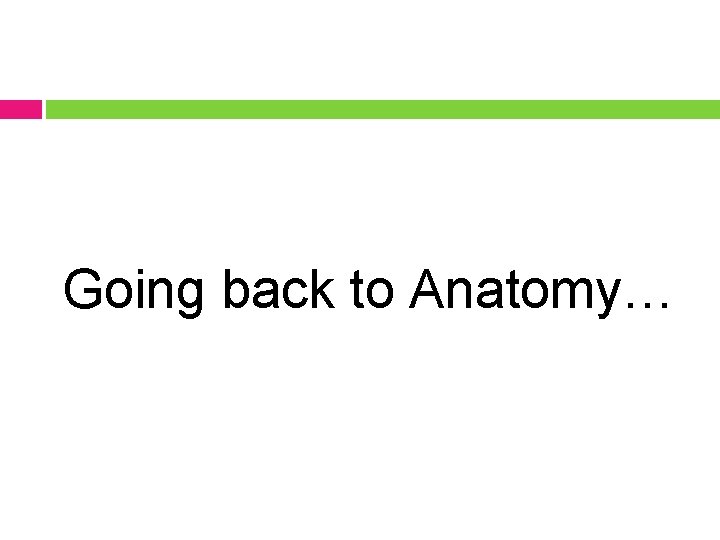 Going back to Anatomy… 